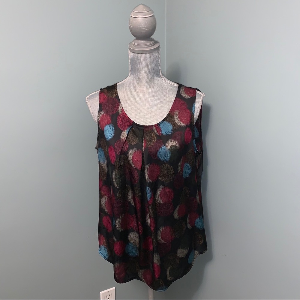 NINE WEST sleeveless print Blouse size large office wear wedding guest